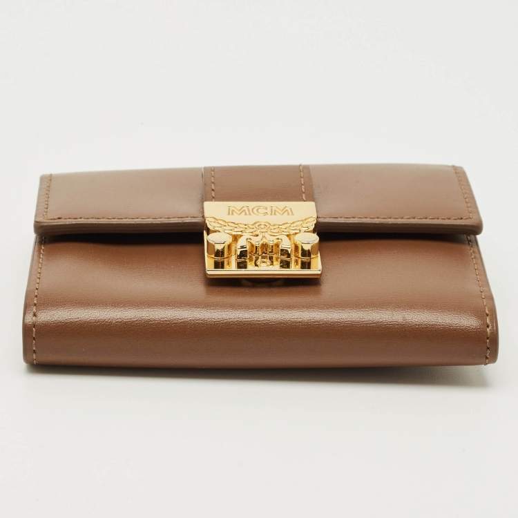 Pre Owned MCM Brown Leather Patricia Trifold Wallet
