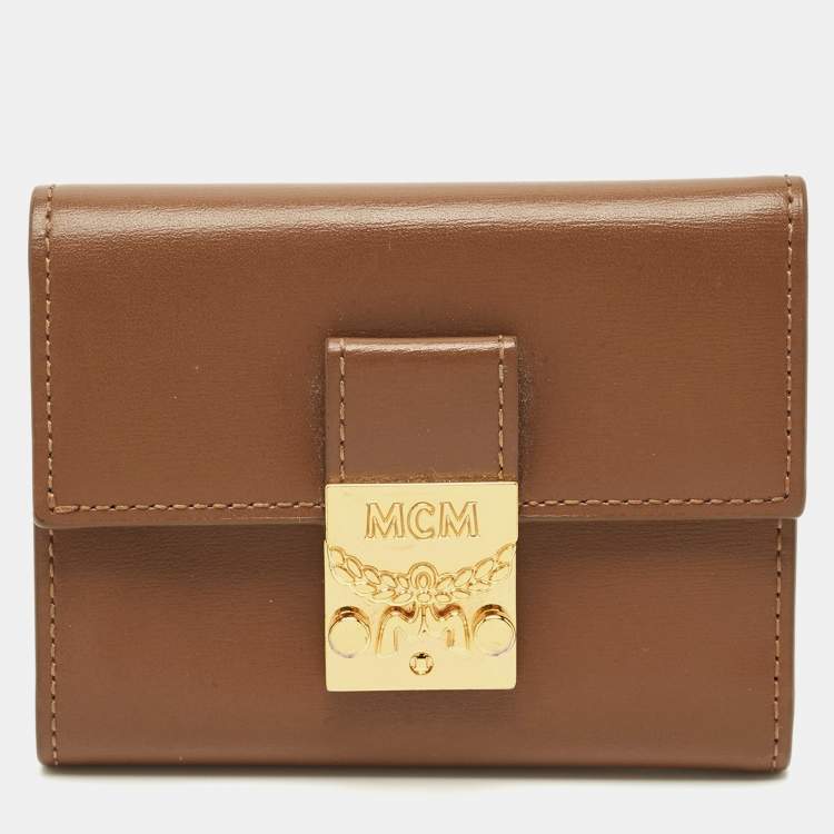 Pre Owned MCM Brown Leather Patricia Trifold Wallet