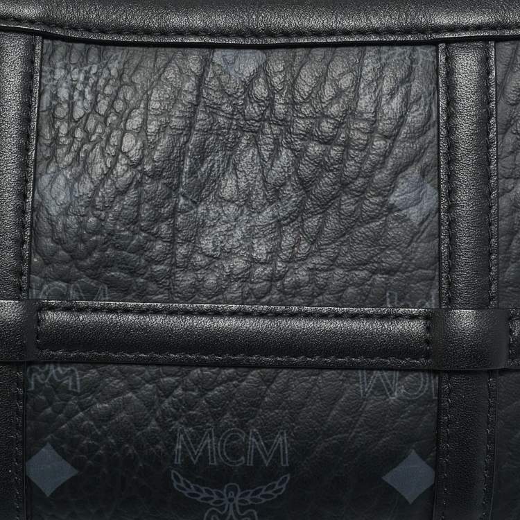 Pre Owned MCM Black Visetos Coated Canvas Mini Aren Shoulder Bag