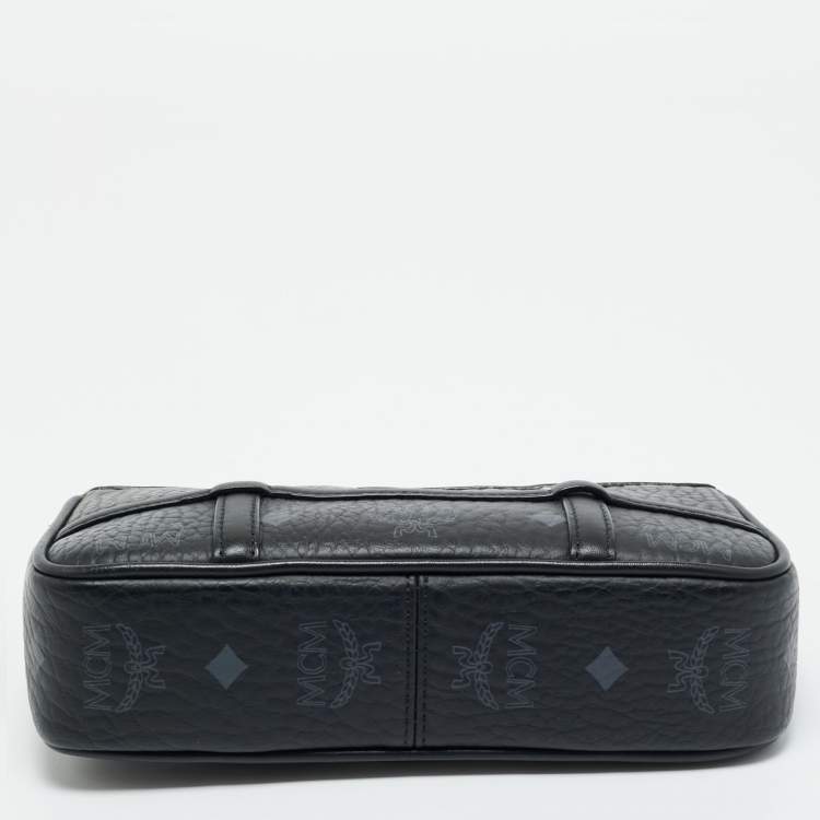 Pre Owned MCM Black Visetos Coated Canvas Mini Aren Shoulder Bag
