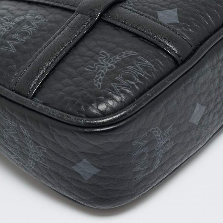 Pre Owned MCM Black Visetos Coated Canvas Mini Aren Shoulder Bag