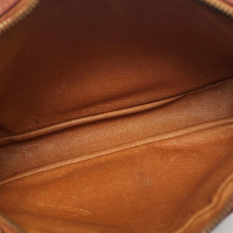 Pre Owned MCM Cognac Visetos Coated Canvas and Leather Front Zip Camera Bag