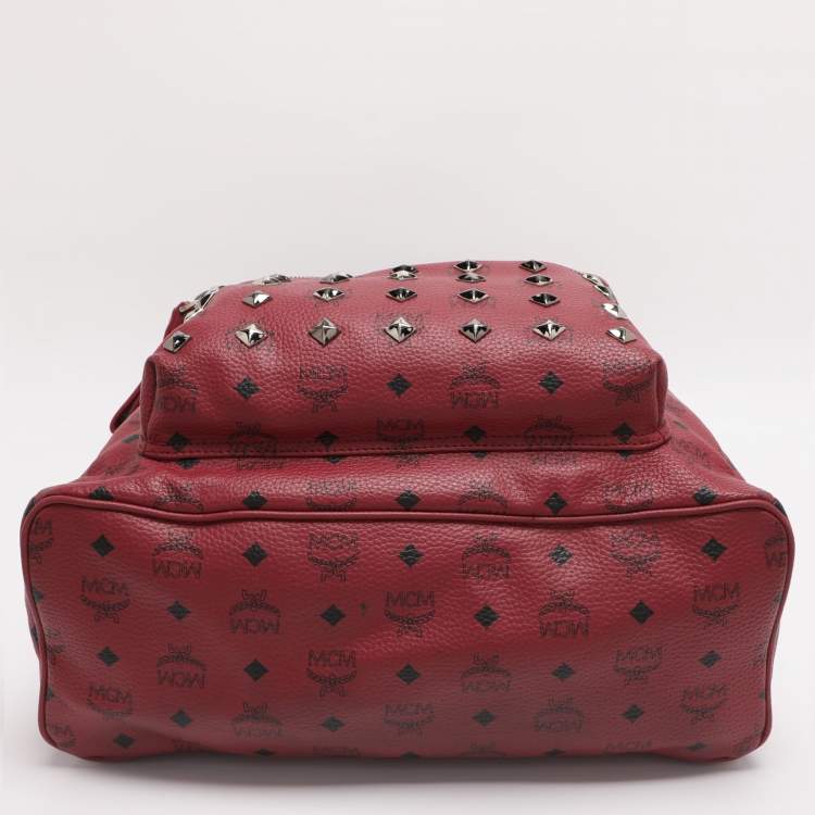 Pre Owned MCM Fuchsia Visetos Coated Canvas Large Studs Stark Backpack