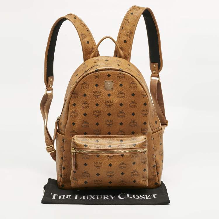 Pre Owned MCM Cognac Visetos Coated Canvas Medium Stark Backpack