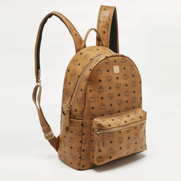 Pre Owned MCM Cognac Visetos Coated Canvas Medium Stark Backpack