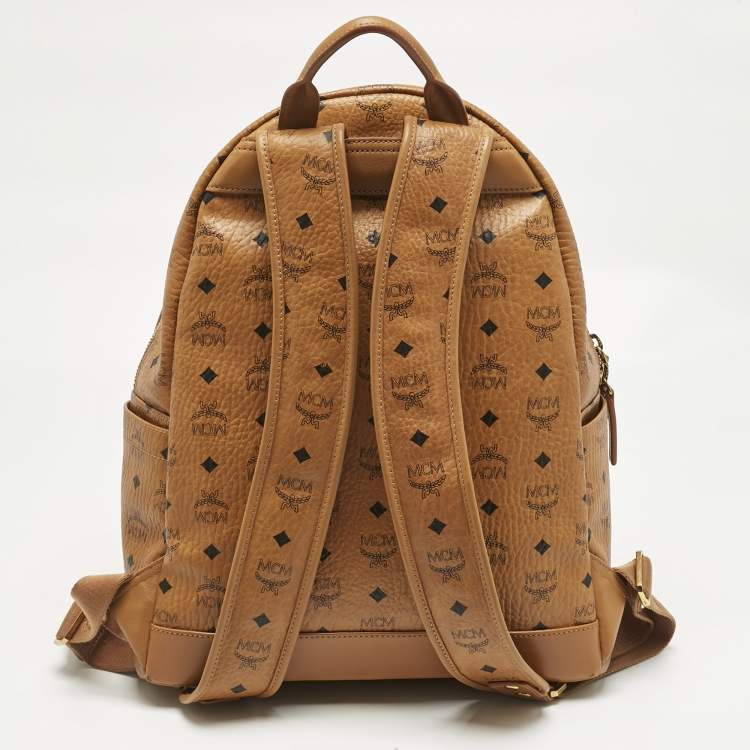 Pre Owned MCM Cognac Visetos Coated Canvas Medium Stark Backpack