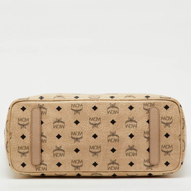 Pre Owned MCM Beige Visetos Coated Canvas and Leather Bunny Tote