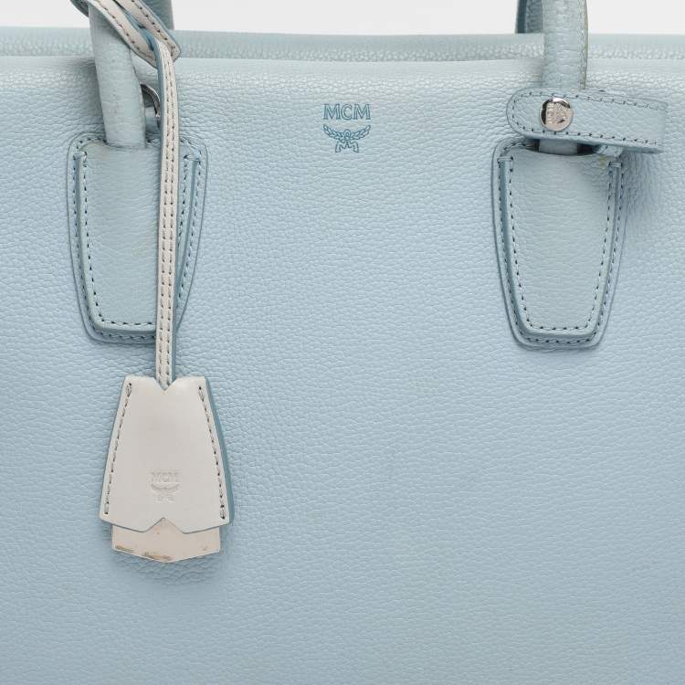 Pre Owned MCM Light Blue Leather Large Milla Tote