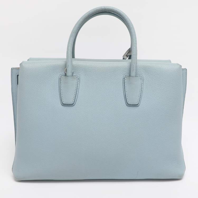 Pre Owned MCM Light Blue Leather Large Milla Tote