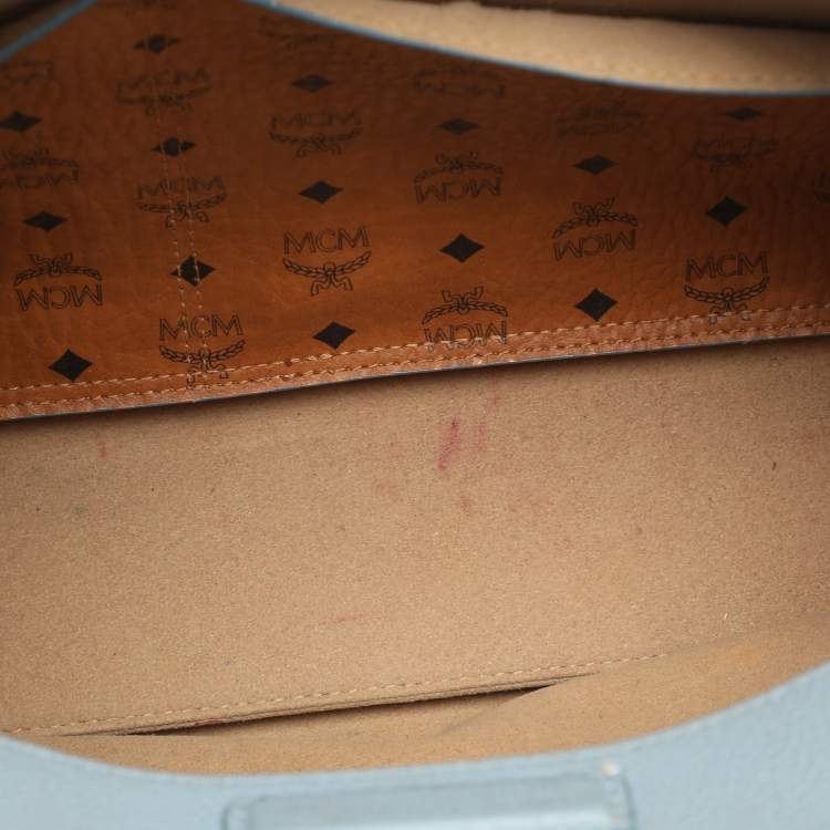 Pre Owned MCM Light Blue Leather Large Milla Tote