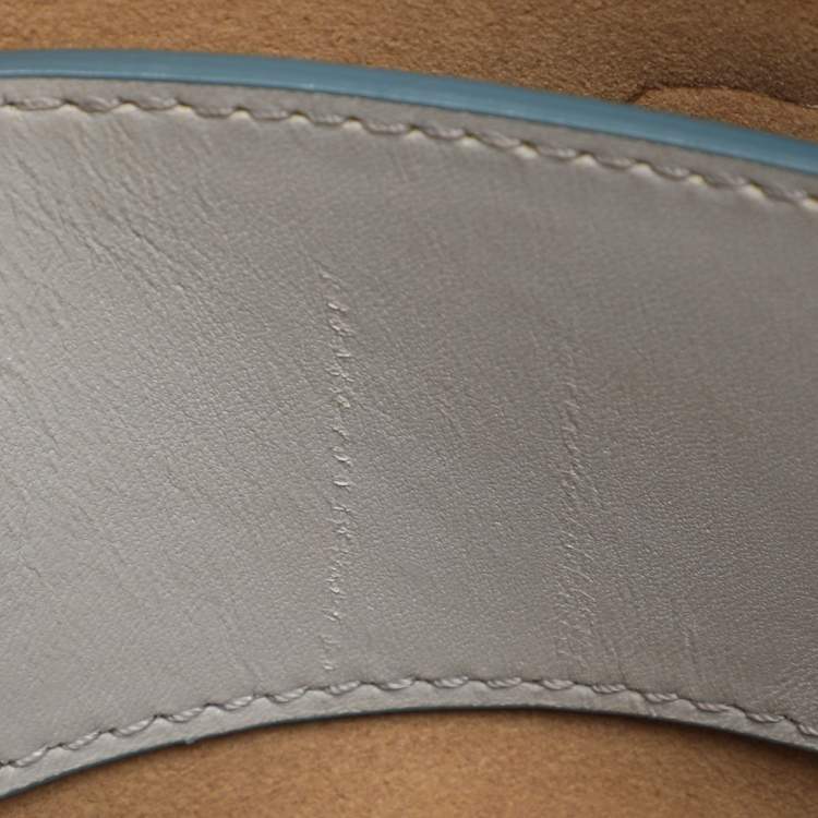 Pre Owned MCM Light Blue Leather Large Milla Tote