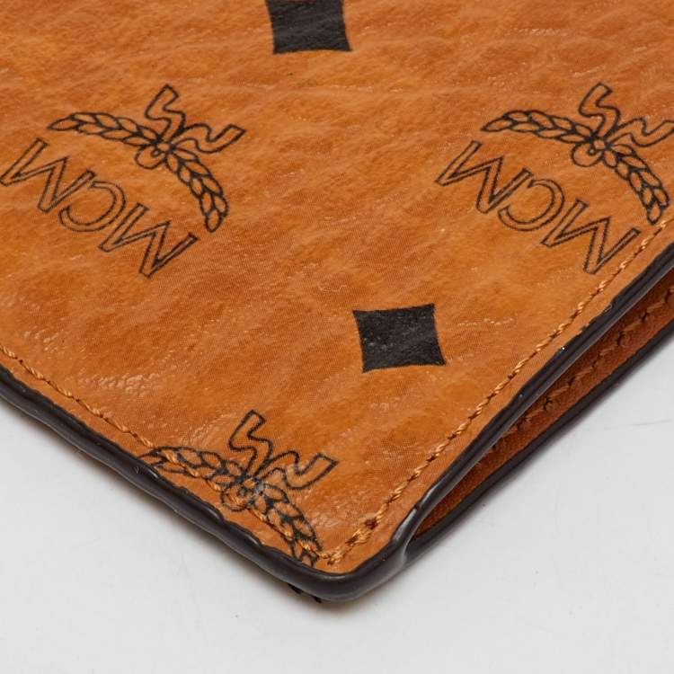 Pre Owned MCM Tan Visetos Coated Canvas Zip Coin Purse