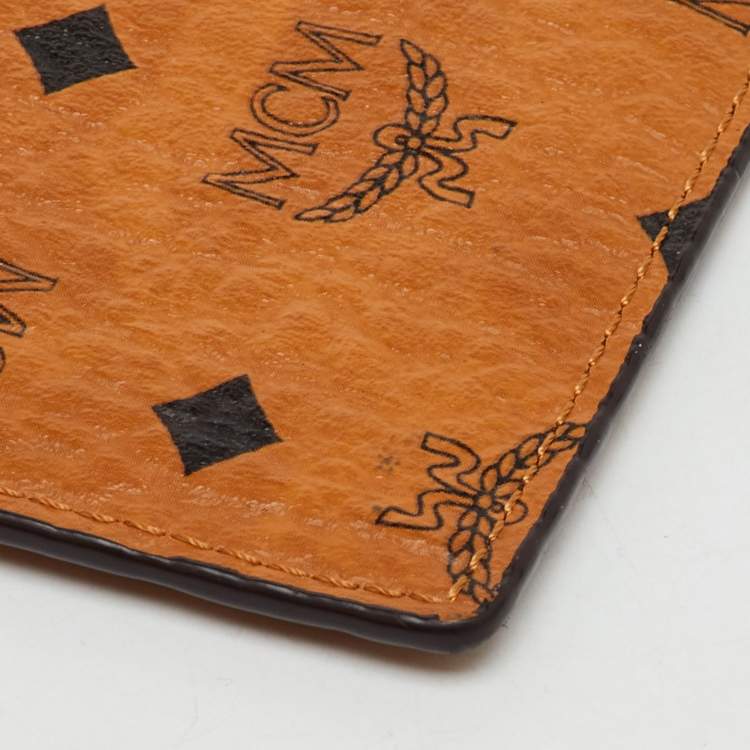 Pre Owned MCM Tan Visetos Coated Canvas Zip Coin Purse