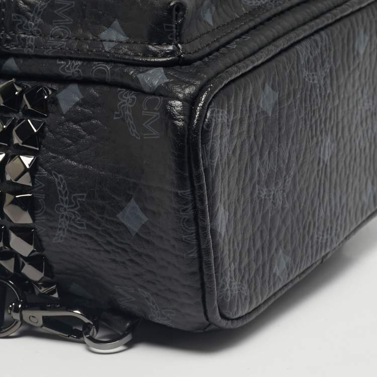 Pre Owned MCM Black Visetos Coated Canvas Mini Stark Side Studs Backpack