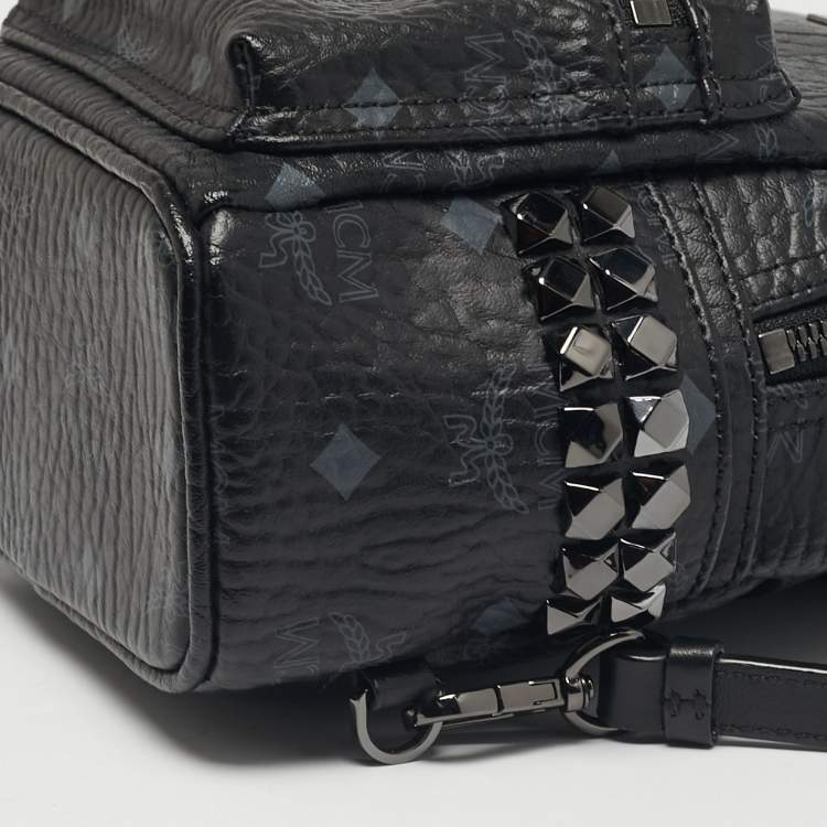 Pre Owned MCM Black Visetos Coated Canvas Mini Stark Side Studs Backpack