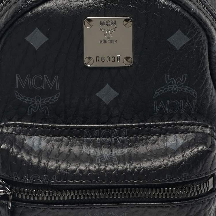 Pre Owned MCM Black Visetos Coated Canvas Mini Stark Side Studs Backpack