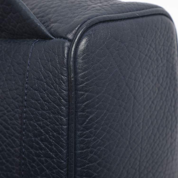 Pre Owned MCM Navy Blue Leather Diamond Studs Stark Backpack