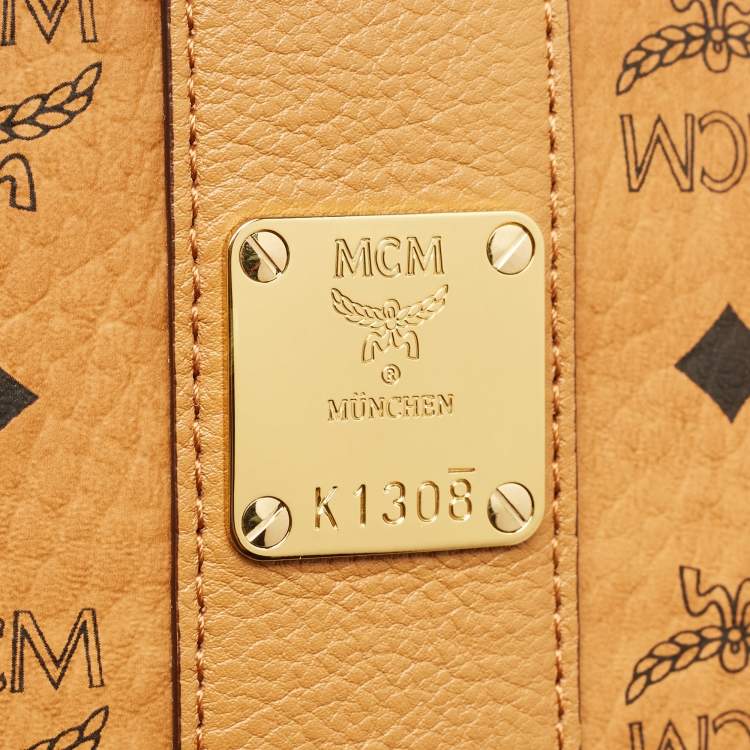 Pre Owned MCM Tan Visetos Coated Canvas and Fabric Liz Reversible Tote