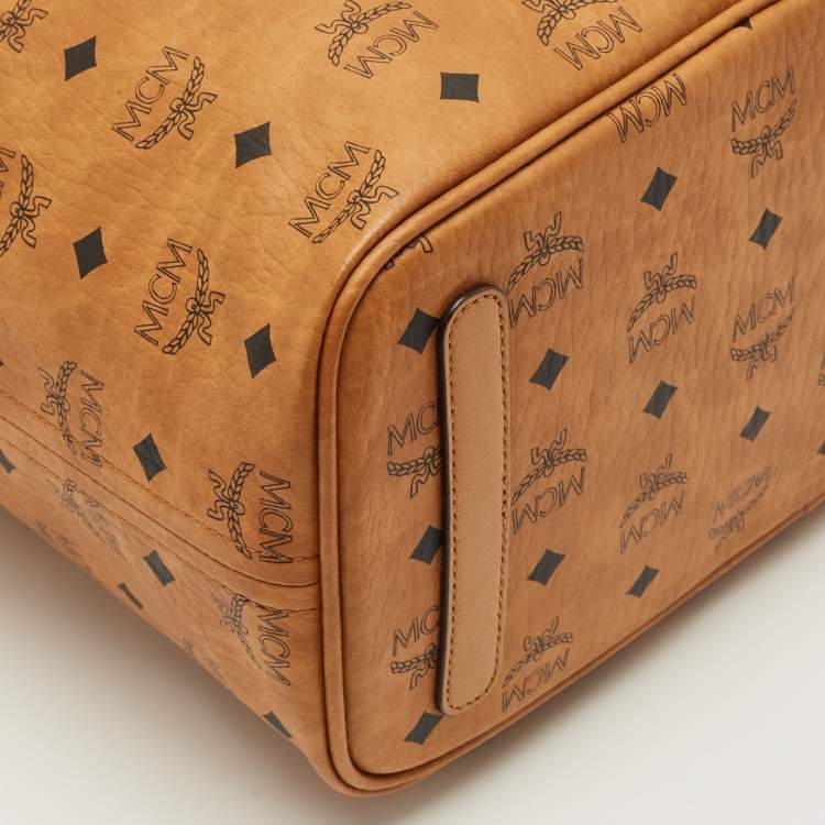 Pre Owned MCM Tan Visetos Coated Canvas and Fabric Liz Reversible Tote