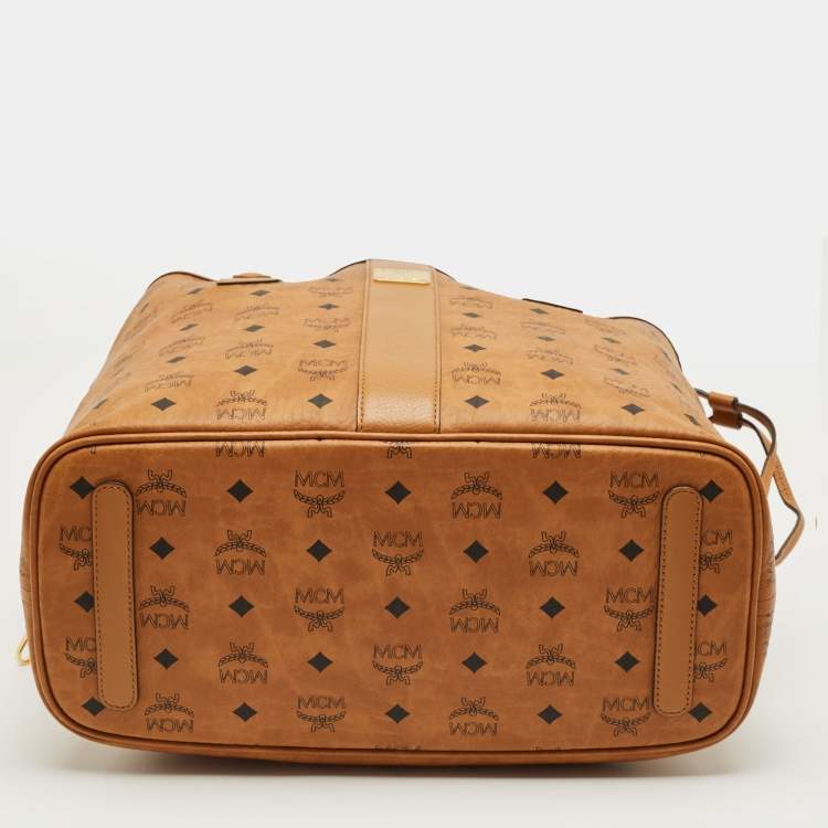 Pre Owned MCM Tan Visetos Coated Canvas and Fabric Liz Reversible Tote