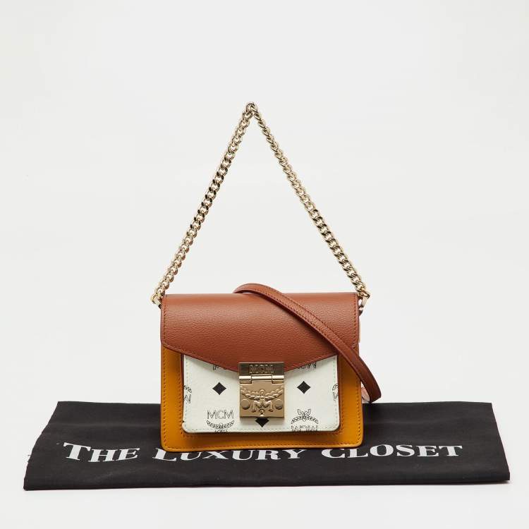 Pre Owned MCM Multicolor Leather and Visetos Coated Canvas Mini Patricia Crossbody Bag