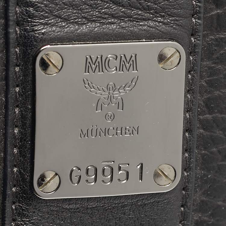 Pre Owned MCM Black Visetos Coated Canvas and Fabric Project Reversible Tote