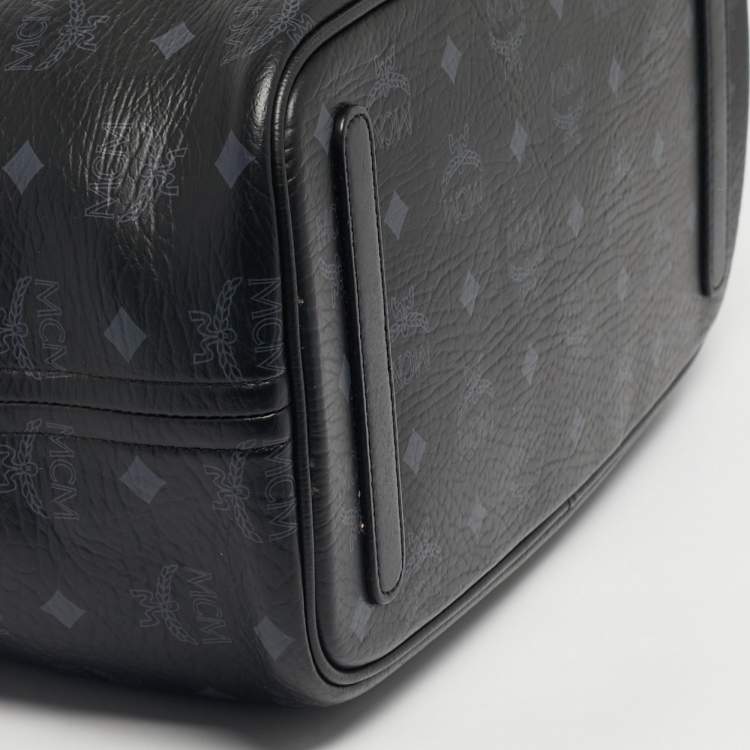 Pre Owned MCM Black Visetos Coated Canvas and Fabric Project Reversible Tote