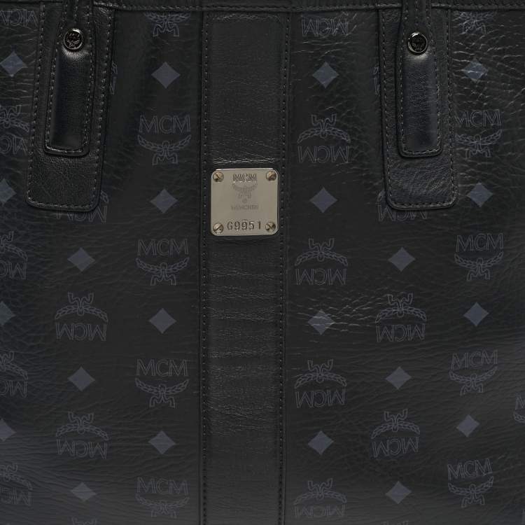 Pre Owned MCM Black Visetos Coated Canvas and Fabric Project Reversible Tote