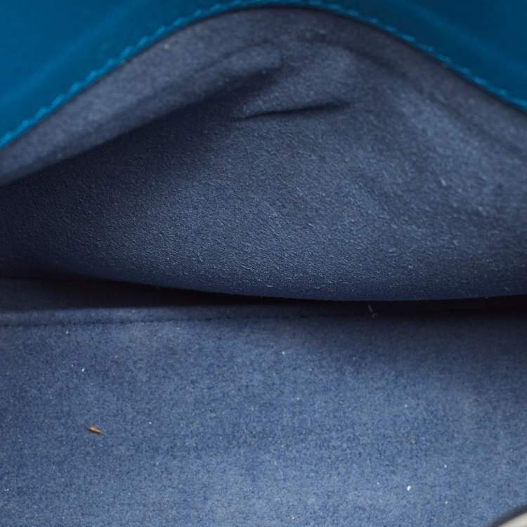 Pre Owned MCM Milla Flap Two Tone Blue Leather Top Handle Bag