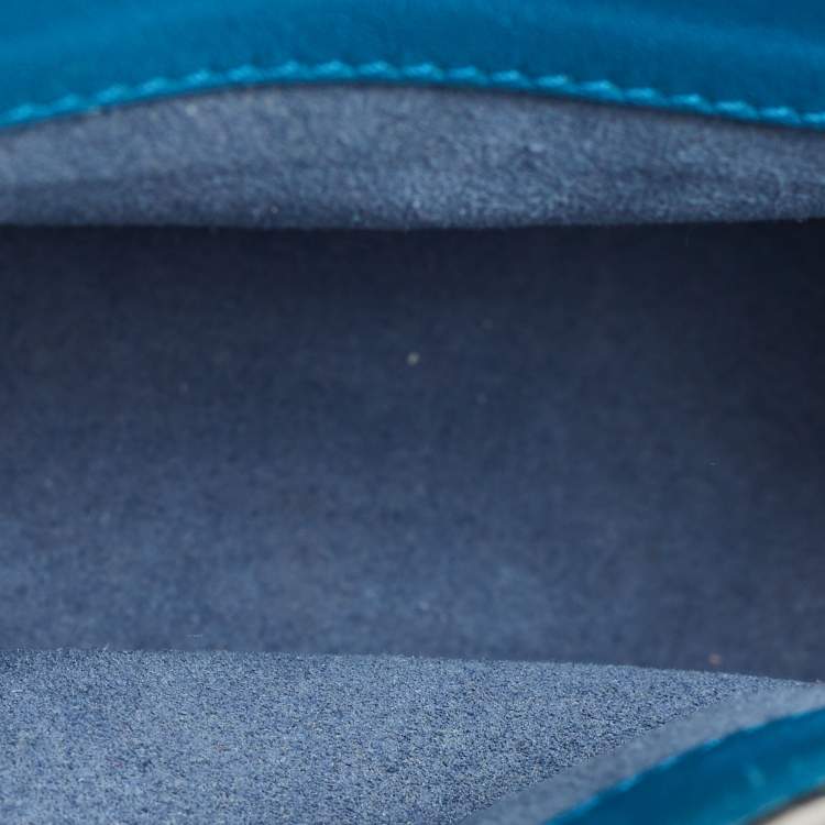 Pre Owned MCM Milla Flap Two Tone Blue Leather Top Handle Bag