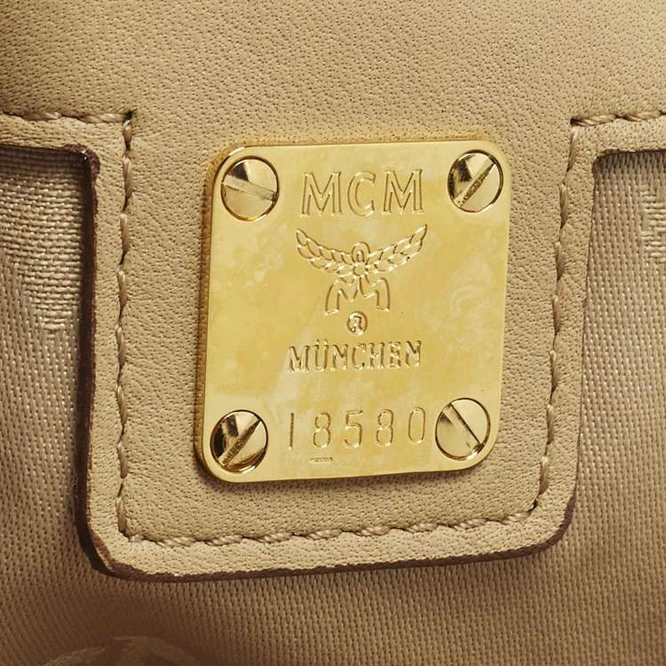 Pre Owned MCM Whipstitched Detail Grey Leather Satchel