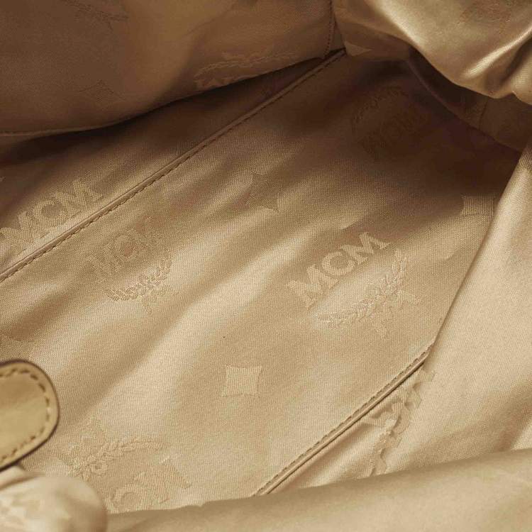 Pre Owned MCM Whipstitched Detail Grey Leather Satchel