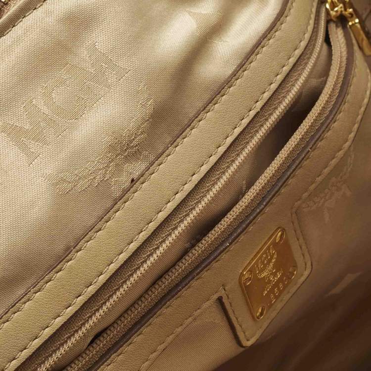 Pre Owned MCM Whipstitched Detail Grey Leather Satchel