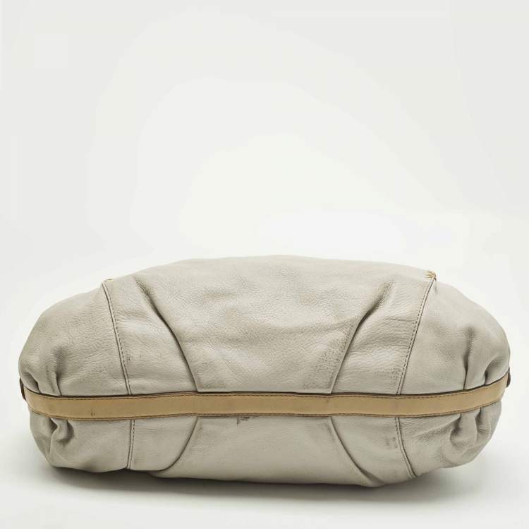 Pre Owned MCM Whipstitched Detail Grey Leather Satchel