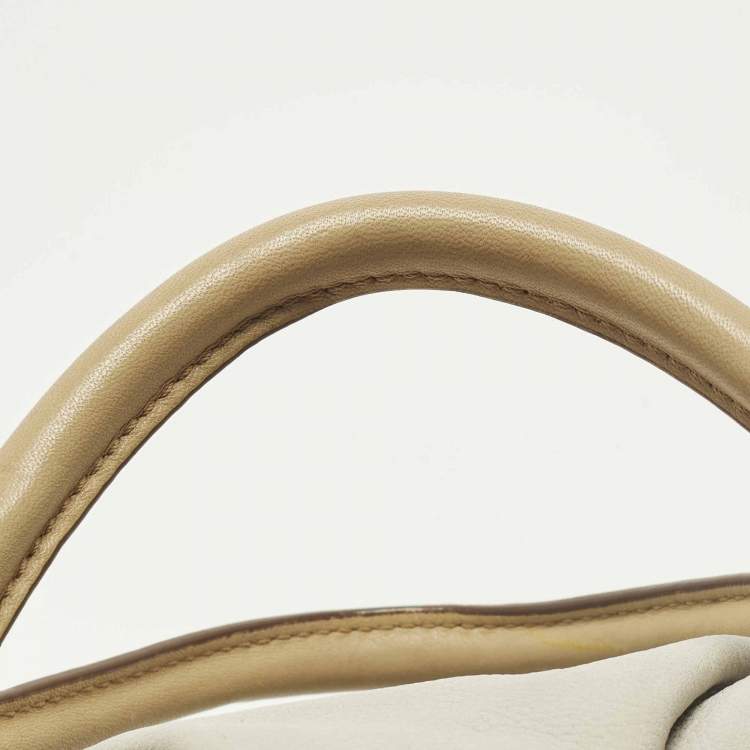 Pre Owned MCM Whipstitched Detail Grey Leather Satchel