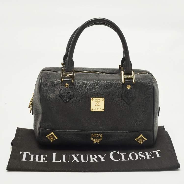 Pre Owned MCM Black Leather Small Zip Satchel