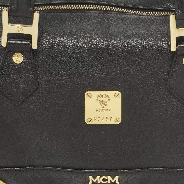 Pre Owned MCM Black Leather Small Zip Satchel