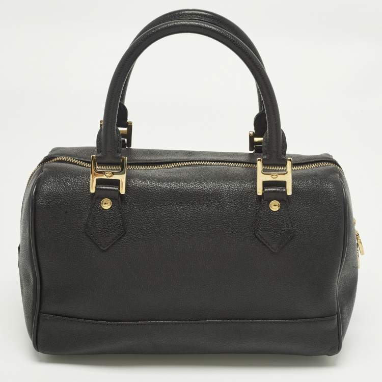 Pre Owned MCM Black Leather Small Zip Satchel