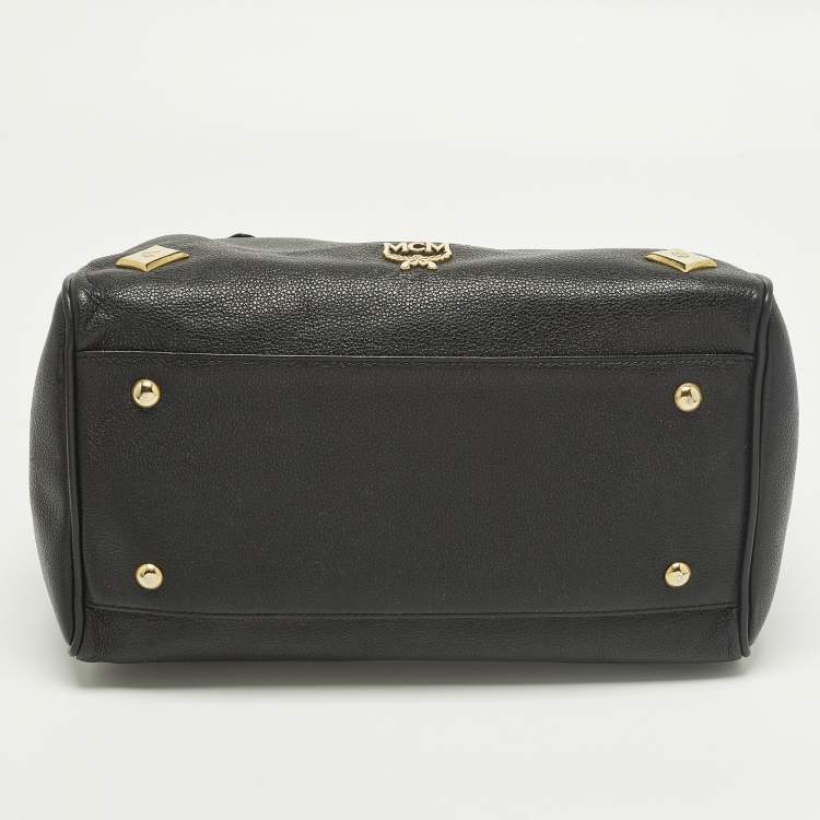 Pre Owned MCM Black Leather Small Zip Satchel