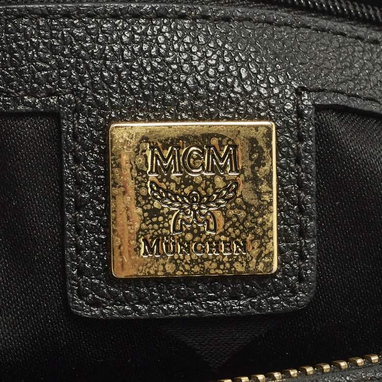 Pre Owned MCM Black Leather Small Zip Satchel