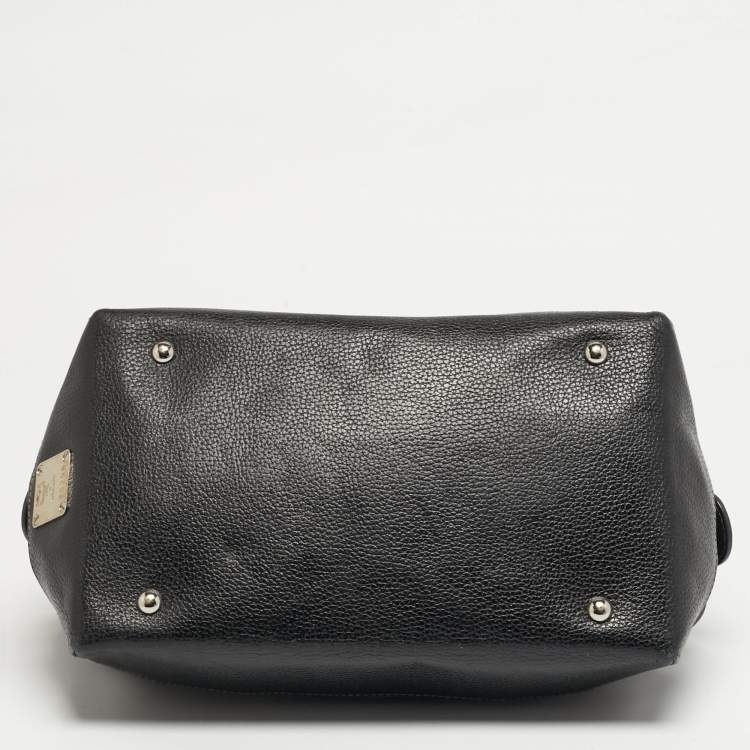 مملوكة مسبقًا MCM Black Logo Diamond Print Fabric and Leather Boston Bag