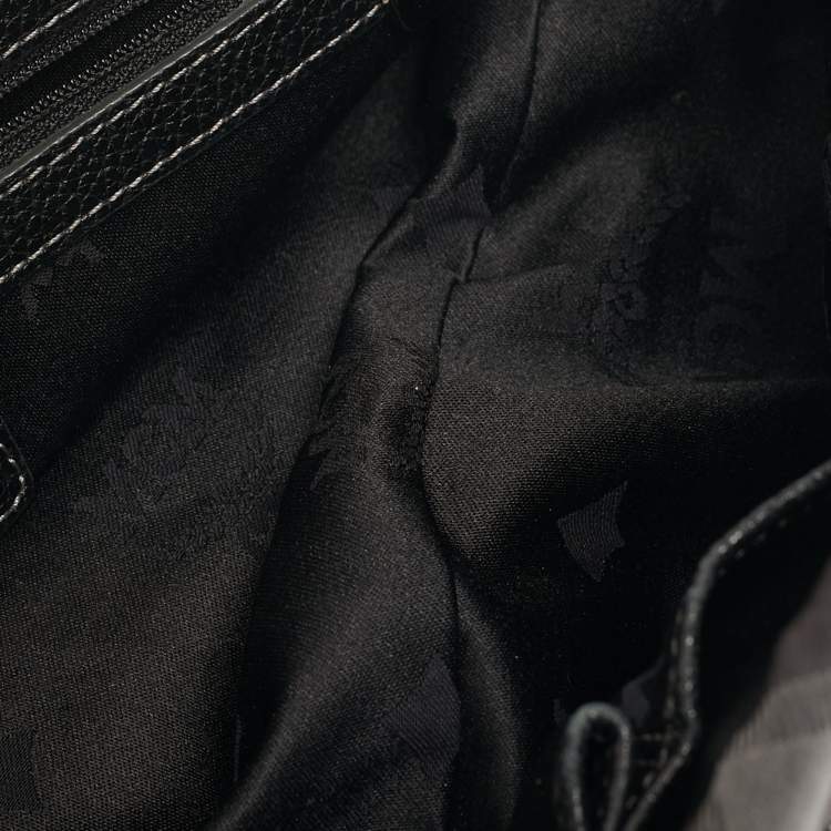 مملوكة مسبقًا MCM Black Logo Diamond Print Fabric and Leather Boston Bag