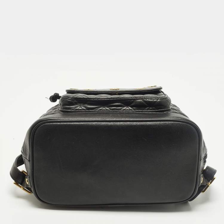 Pre Owned MCM Studded Black Quilted Leather Drawstring Backpack
