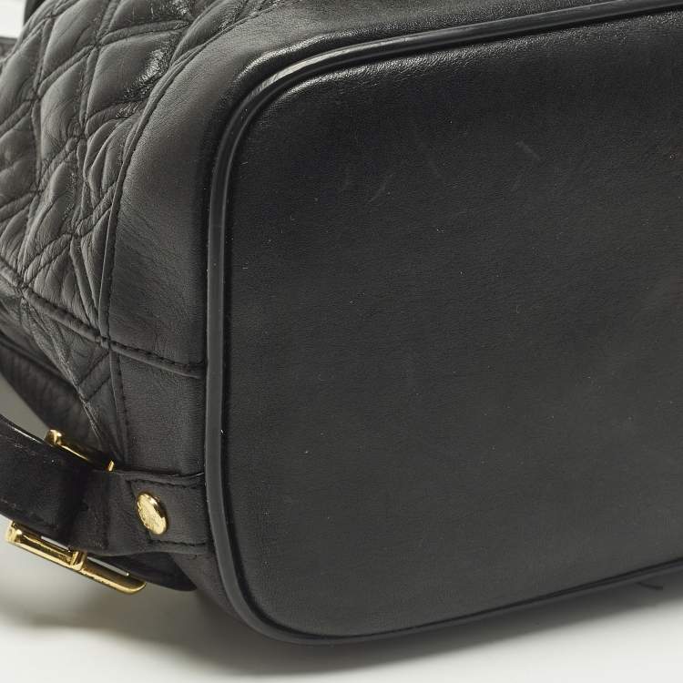 Pre Owned MCM Studded Black Quilted Leather Drawstring Backpack