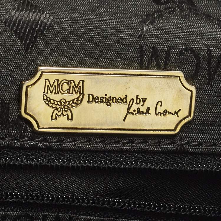 Pre Owned MCM Studded Black Quilted Leather Drawstring Backpack