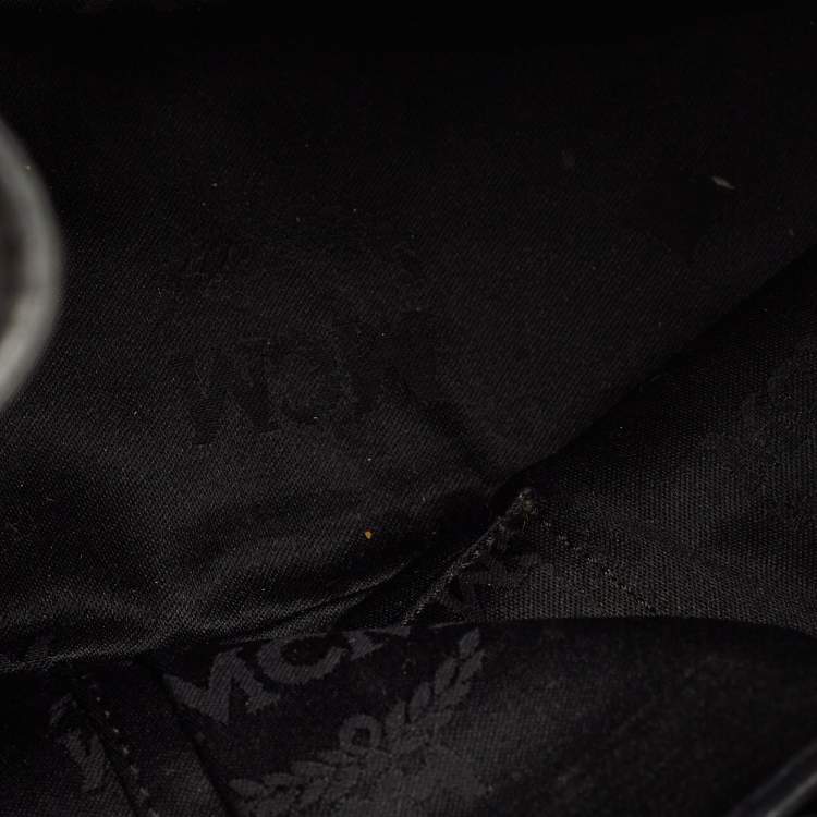 Pre Owned MCM Black Visetos Coated Canvas and Leather Drawstring Bucket Bag