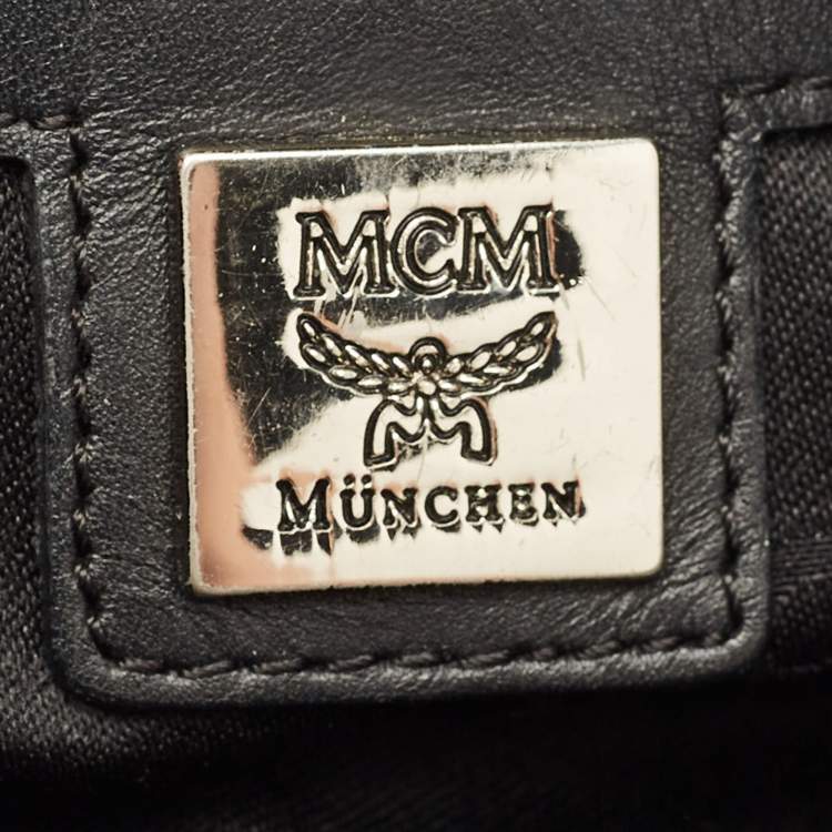 Pre Owned MCM Black Visetos Coated Canvas and Leather Drawstring Bucket Bag