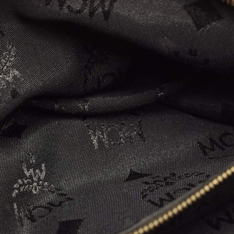 Pre Owned MCM Black Visetos Nylon Top Zip Tote