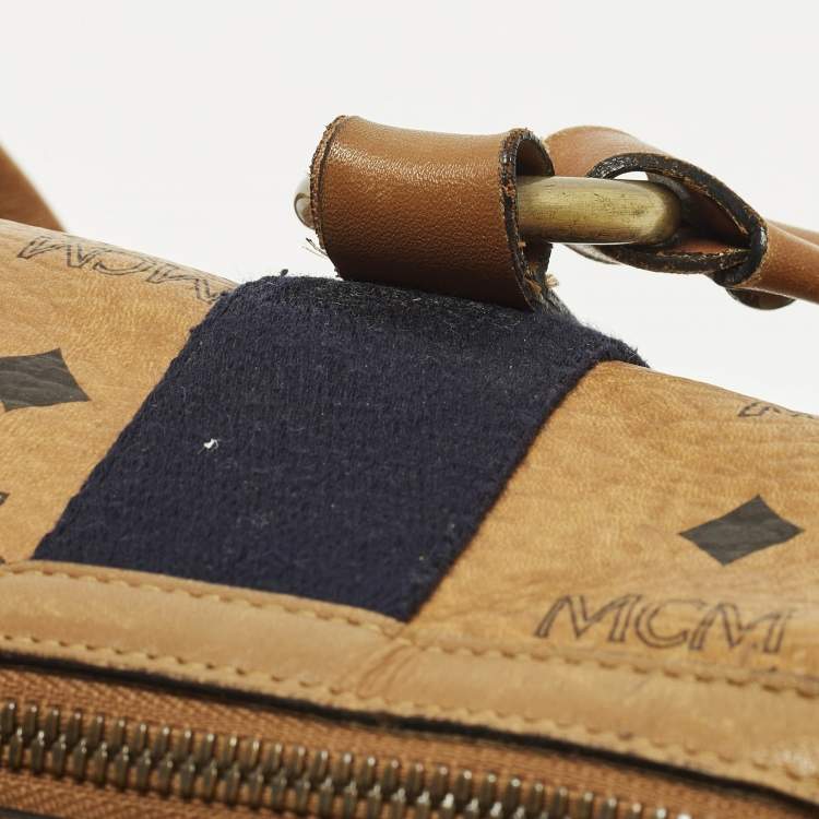 Pre Owned MCM Cognac Visetos Coated Canvas Boston Satchel