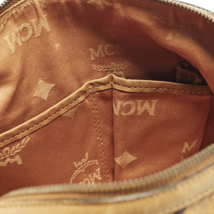 Pre Owned MCM Cognac Visetos Coated Canvas Boston Satchel